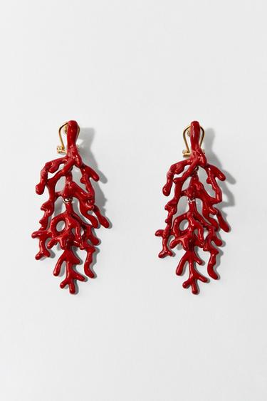 Zara CORAL EARRINGS - Red