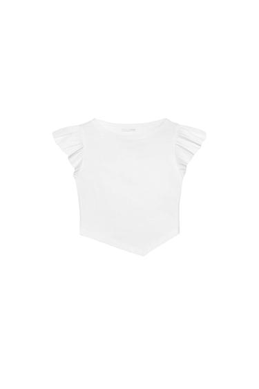 ФУТБОЛКА С КОРОТКИМИ РУКАВАМИ И ВОЛАНАМИ — БЕЛЫЙ от Zara