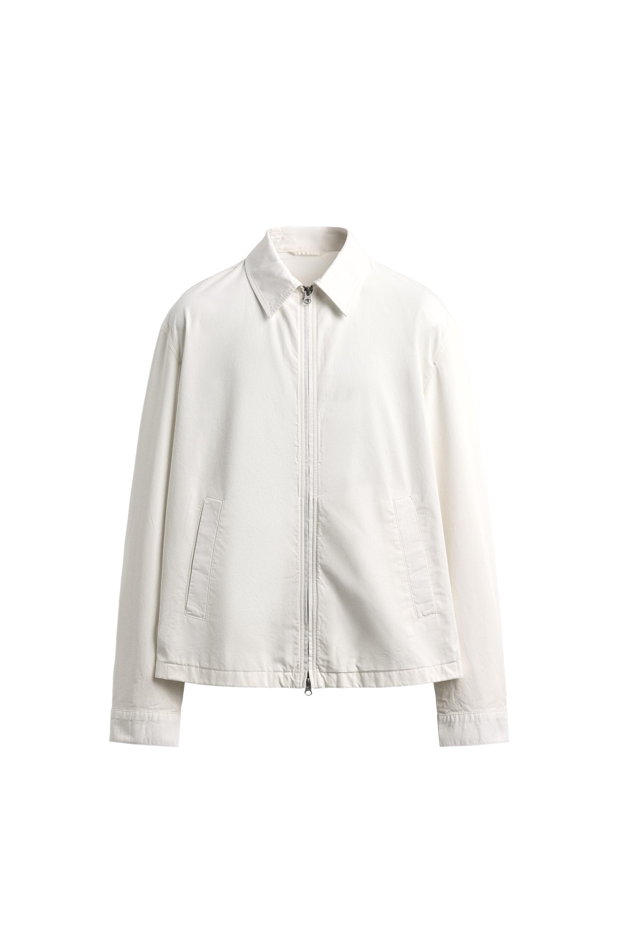 レギュラーフィットジッパーシャツジャケット - ストーン | ZARA Japan 