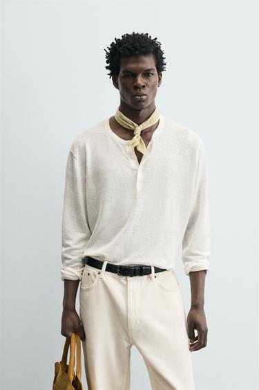 JERSEY CUELLO PANADERO 100% CÁÑAMO - Blanco de Zara