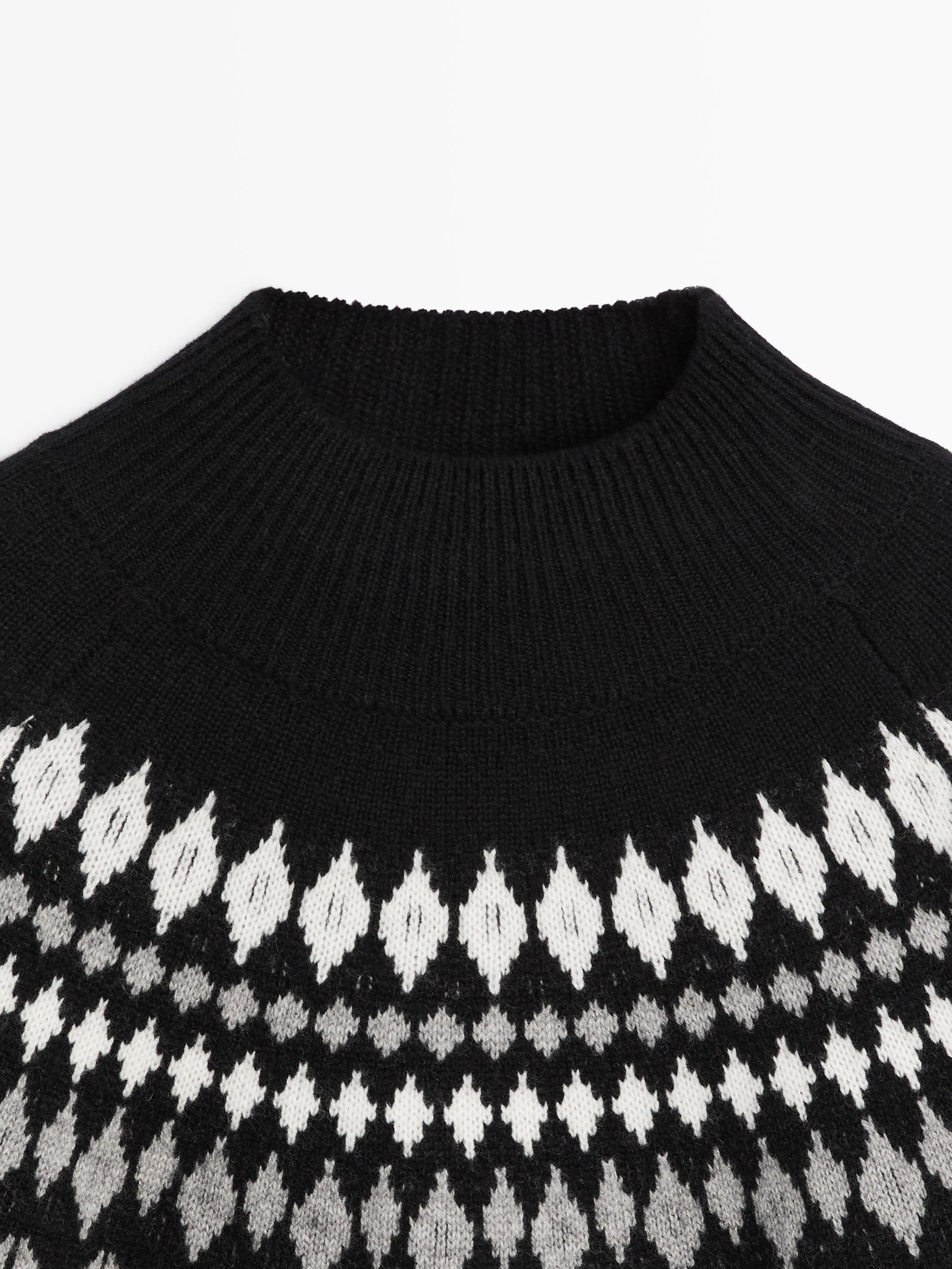 Pull en maille jacquard de laine mélangée