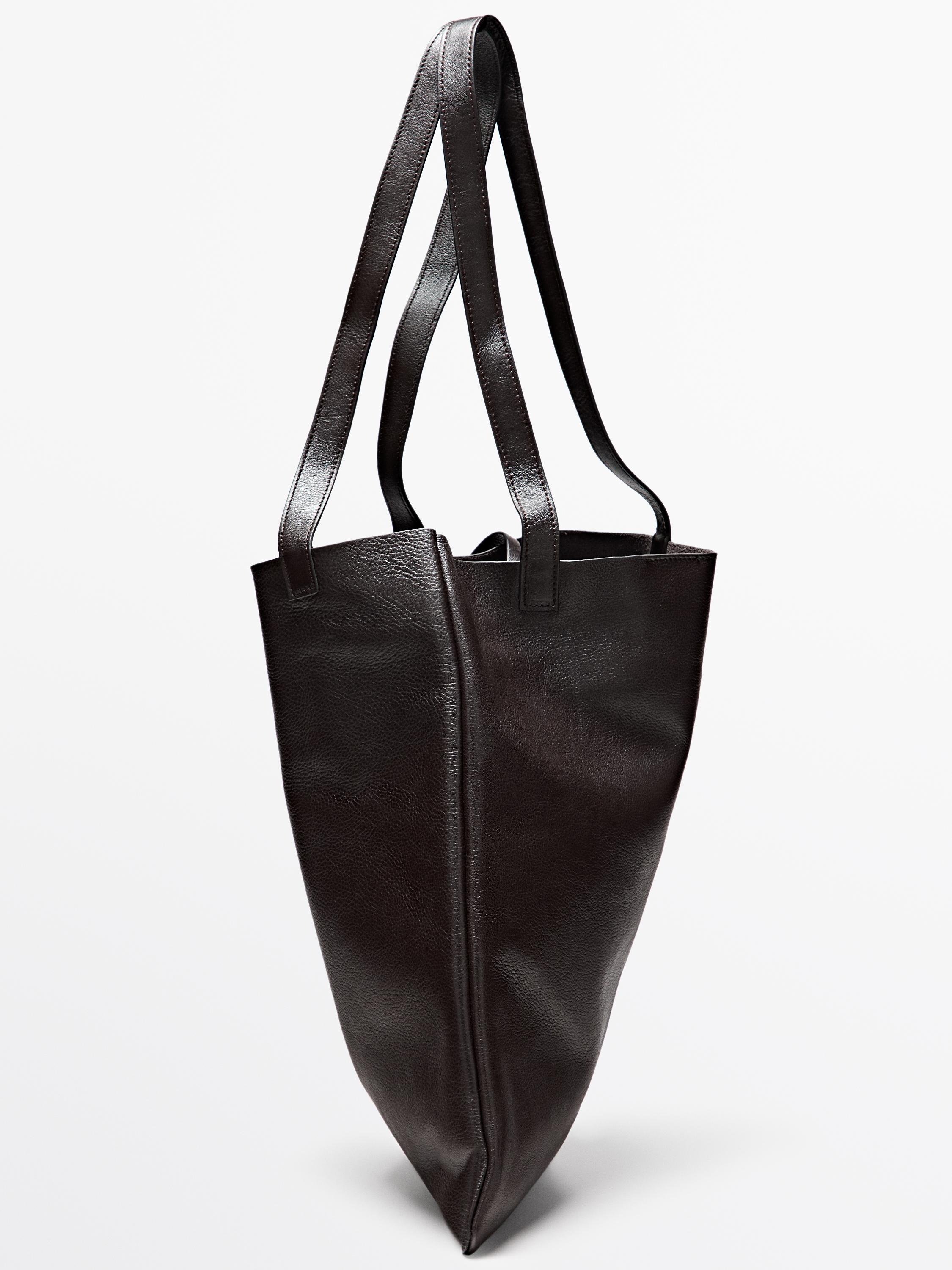 Nappa leather tote bag with clutch detail