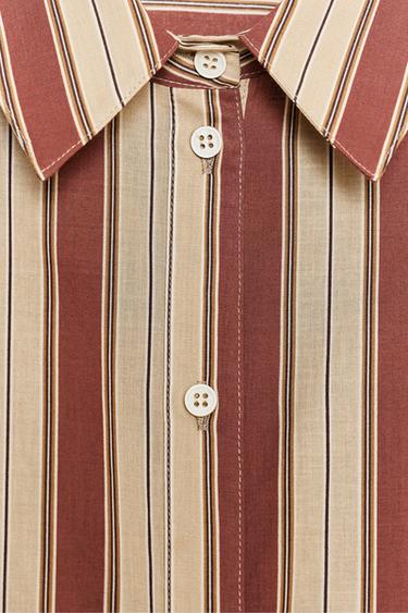 GESTREIFTES HEMD MIT RIEGEL HINTEN - Bunt von Zara