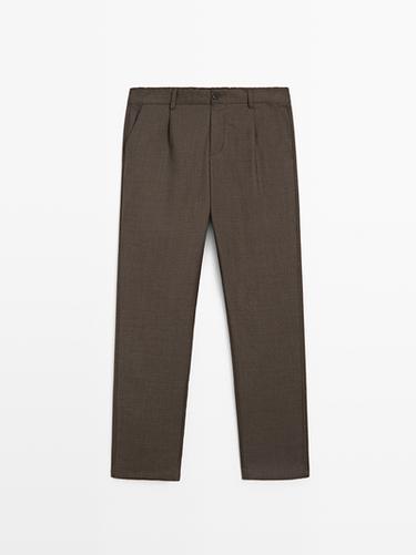 Zara Darted wool trousers - Brown - Image 0