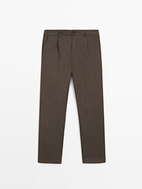 Darted wool trousers
