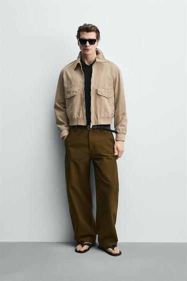 WASHED COTTON REGULAR FIT JACKET - camel by Zara