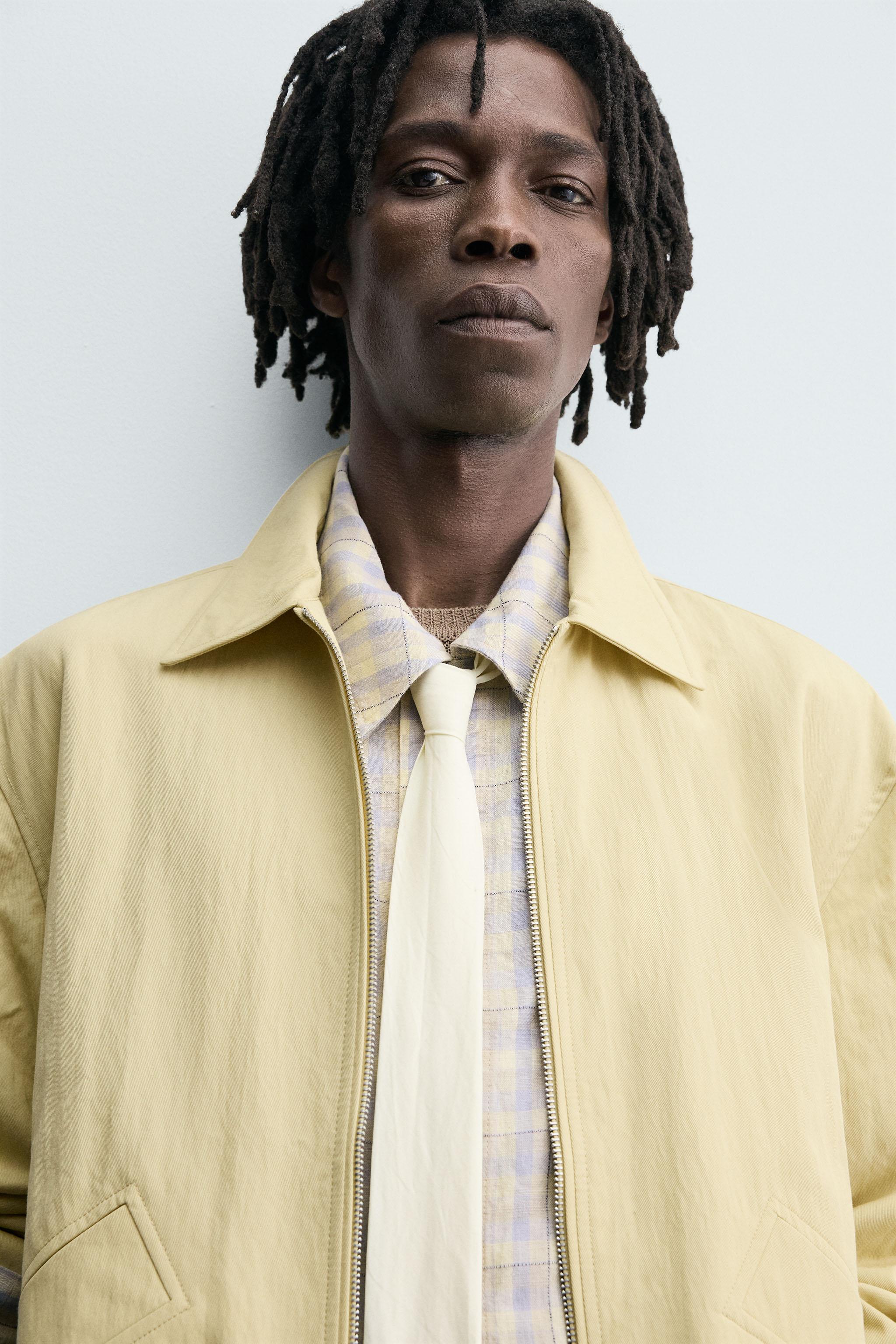 STRUCTURED CROPPED FIT JACKET - Light yellow | ZARA South Africa
