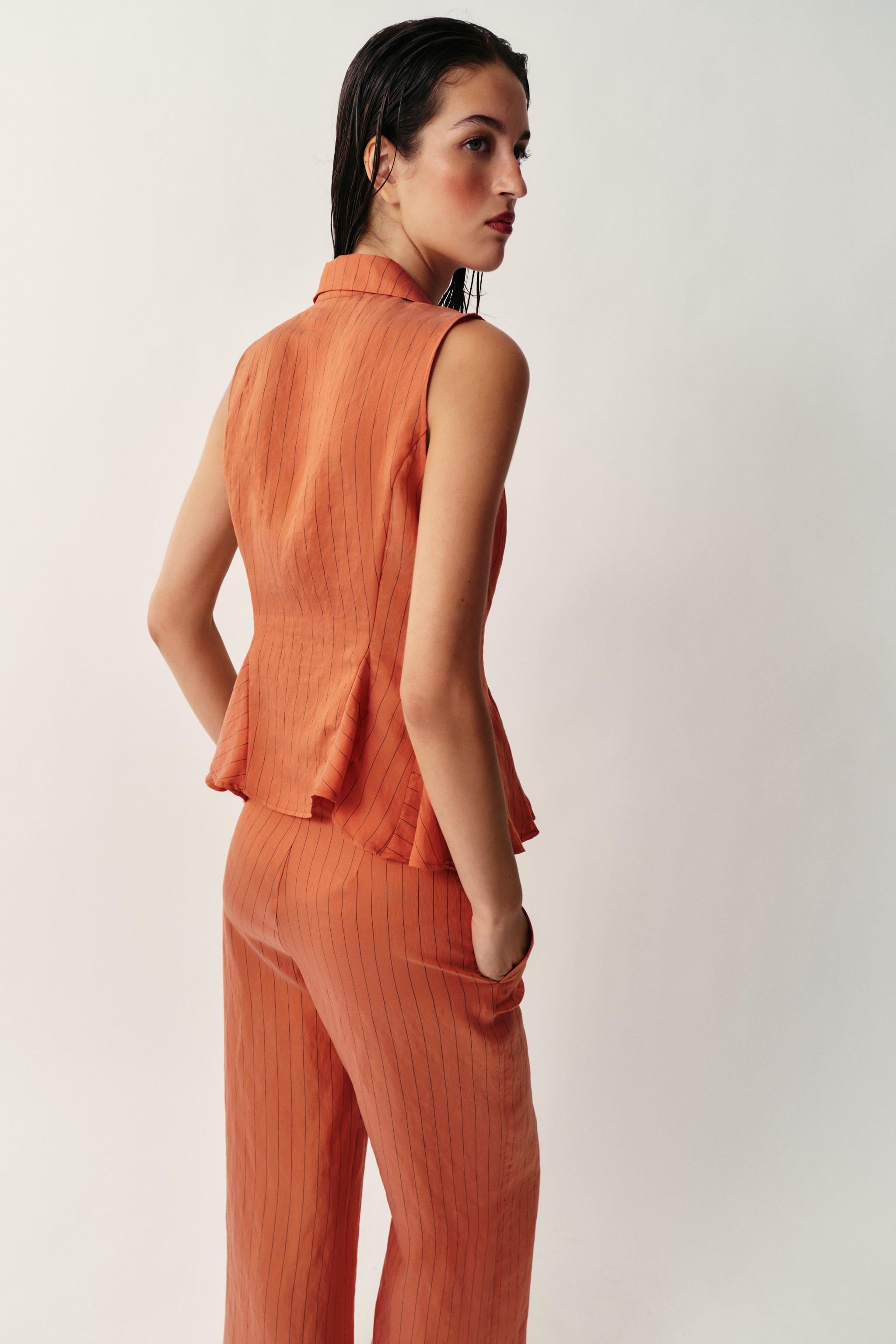 Zara Çizgili Peplum Yelek görsel 5
