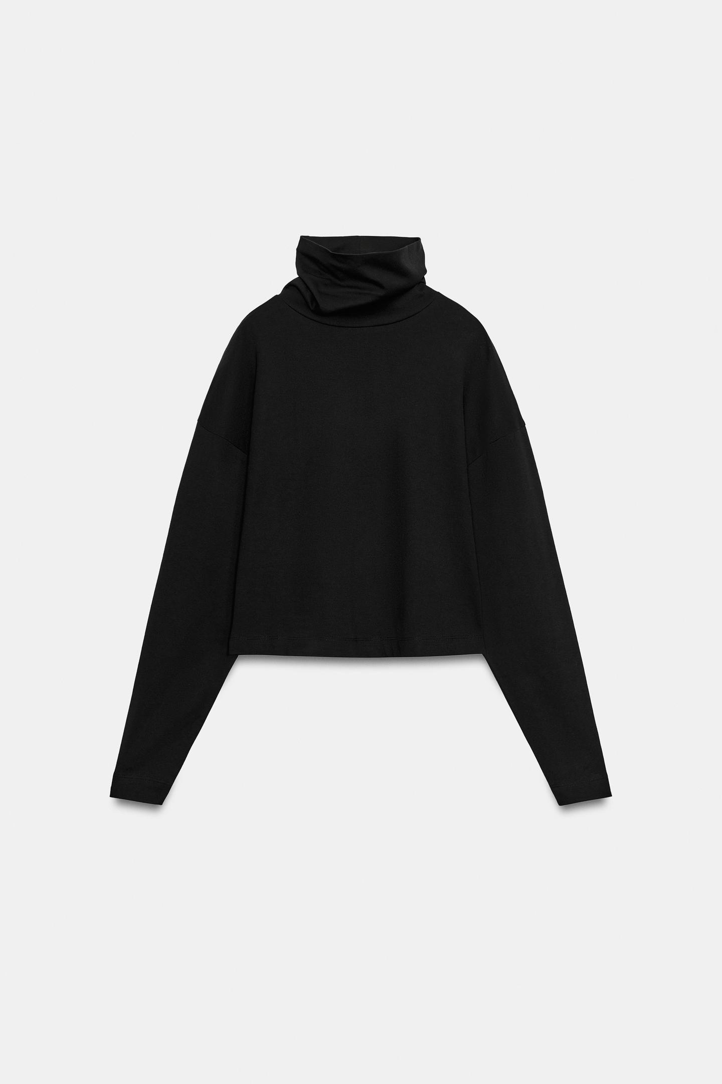 Женская футболка Zara Interlock High Neck, цвет: Чёрный — фото 5
