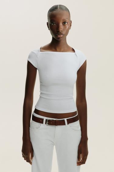 COTTON MODAL T-SHIRT - White by Zara - Image 1