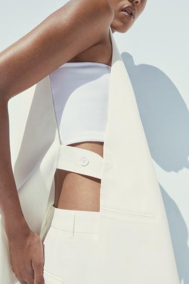 LONG WAISTCOAT WITH VENTS AND MULTI-POSITION BELT - Oyster-white by Zara - Image 3