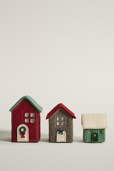 Felt house Christmas decorations (set of 3) — Multicoloured 1