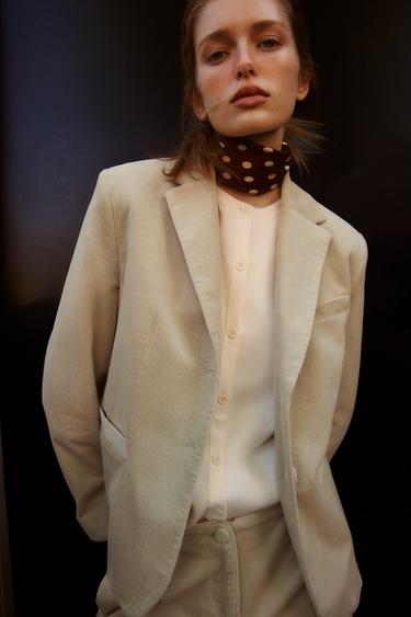 CORDUROY STRAIGHT-LEG TROUSERS - Beige by Zara