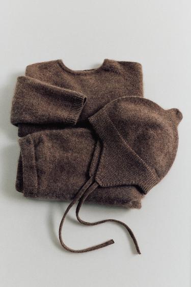 100% CASHMERE BAGGY TROUSERS - Brown by Zara
