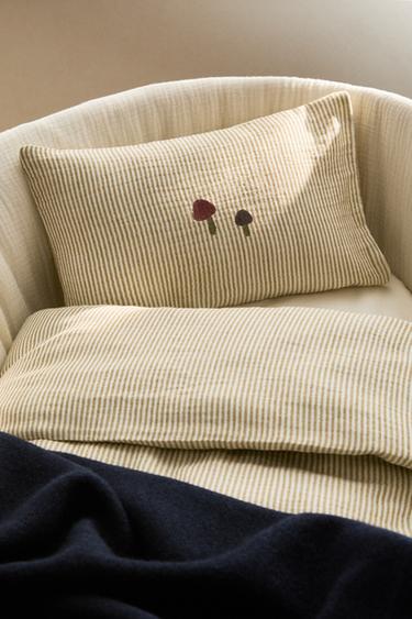 SET MINIGITTERBETT-LAKEN AUS GAZE GESTREIFT - Grün von Zara