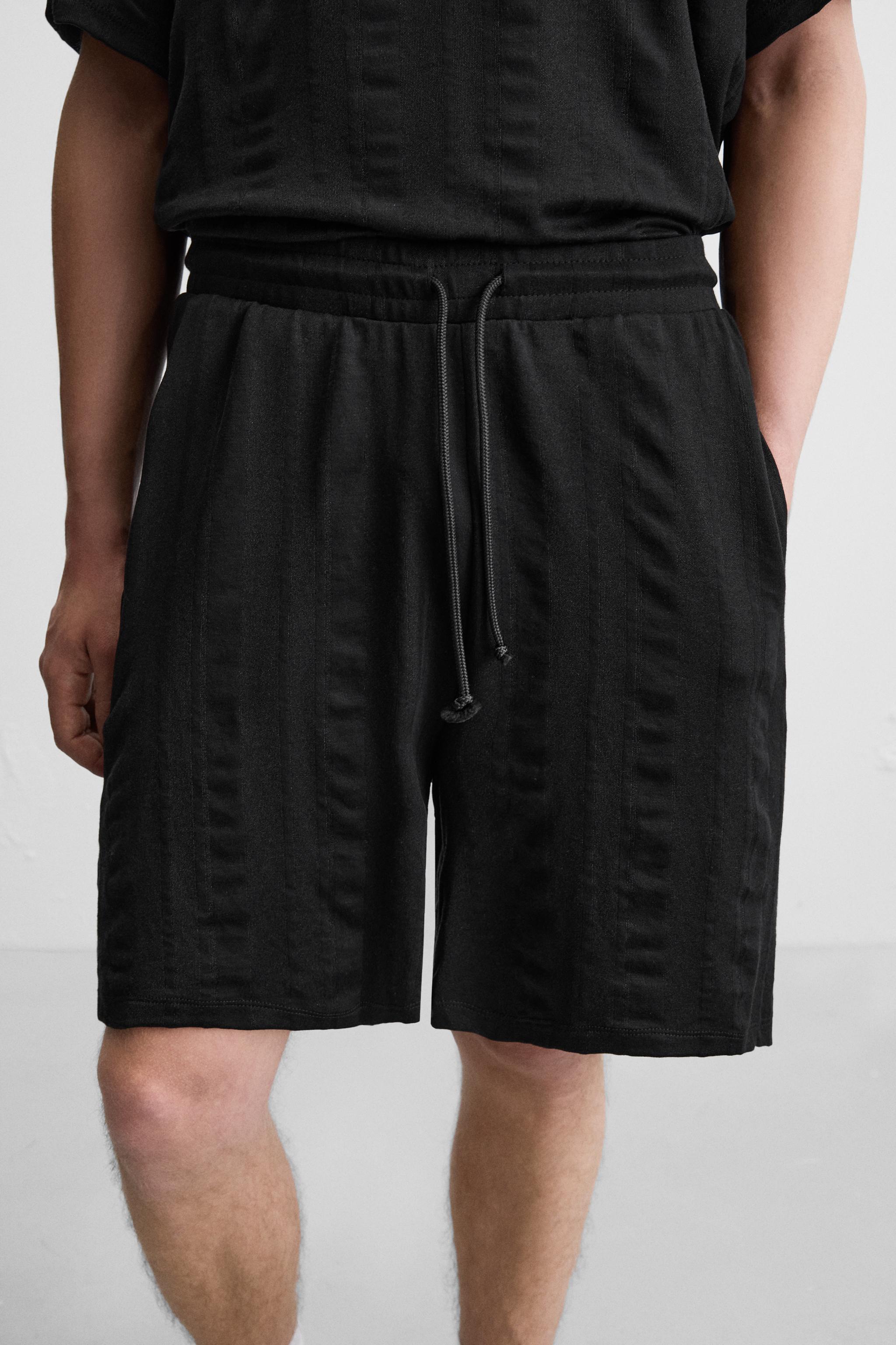 TEXTURED JOGGER SHORTS - Black | ZARA United States