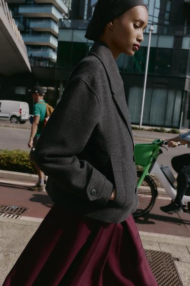 MANTEAU COURT CROISÉ SOFT - Gris de Zara - Image 2