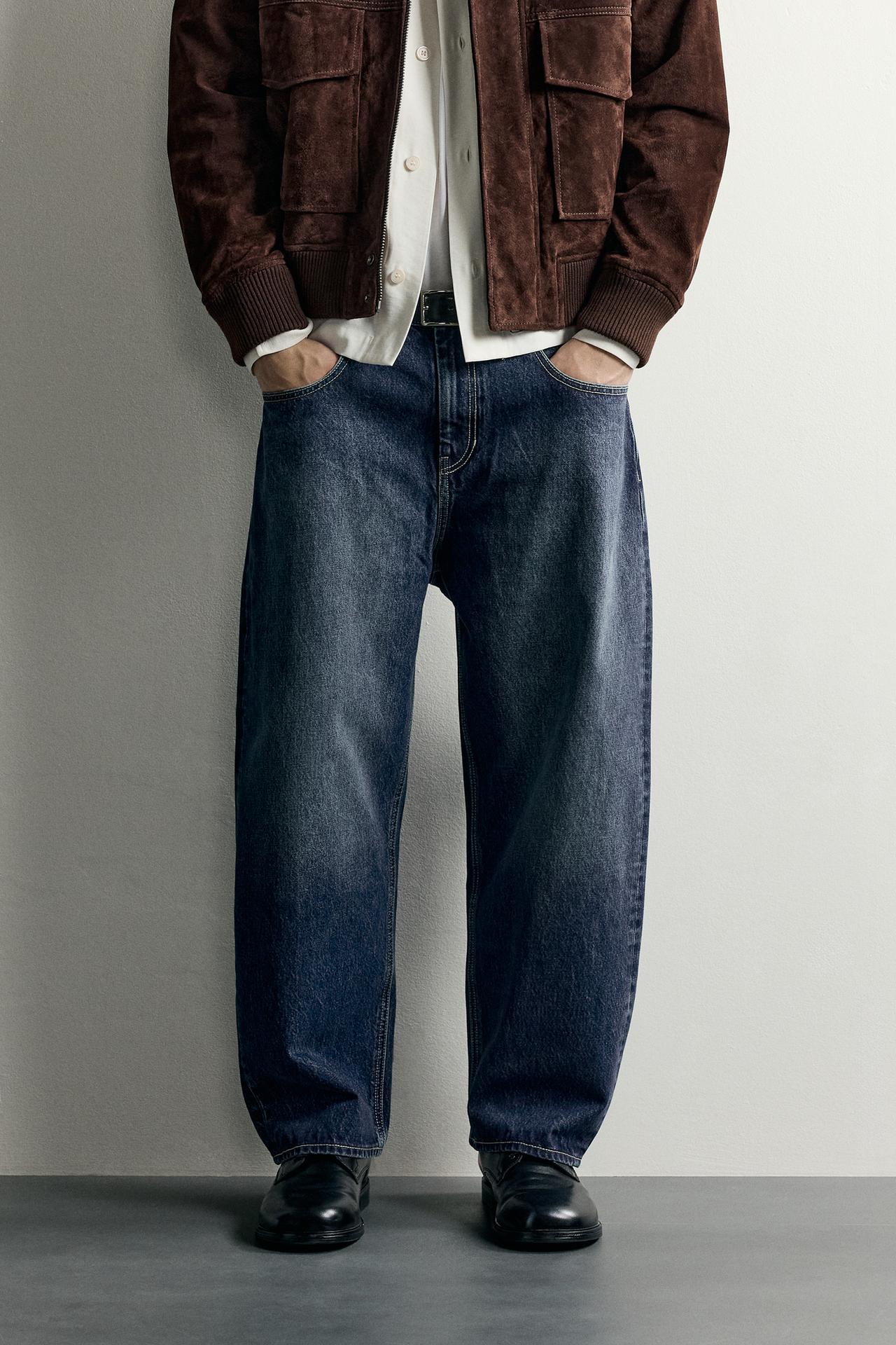 TAPERED WIDE-FIT JEANS — Blue