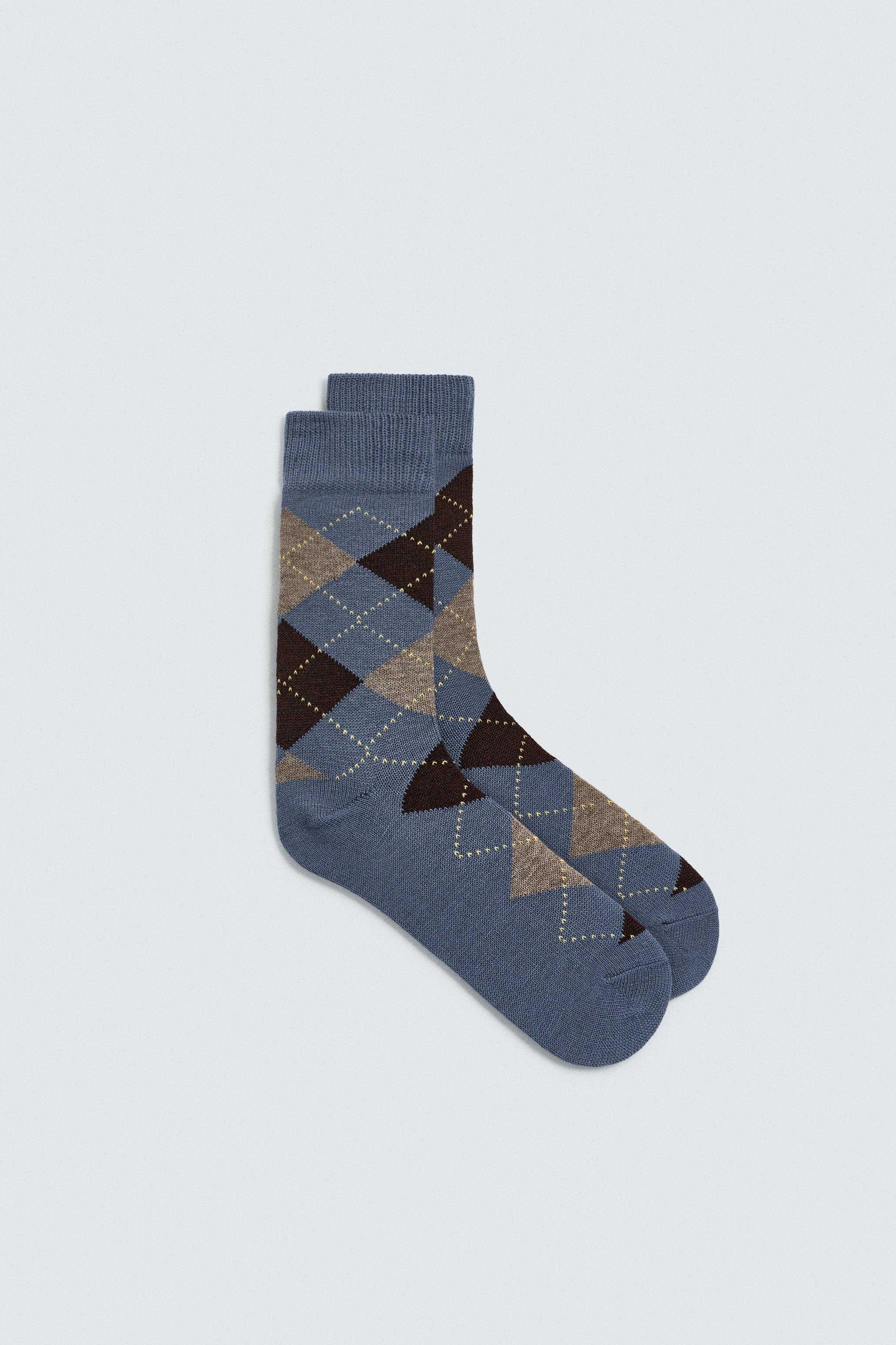 CHAUSSETTES À LOSANGES AVEC LAINE
