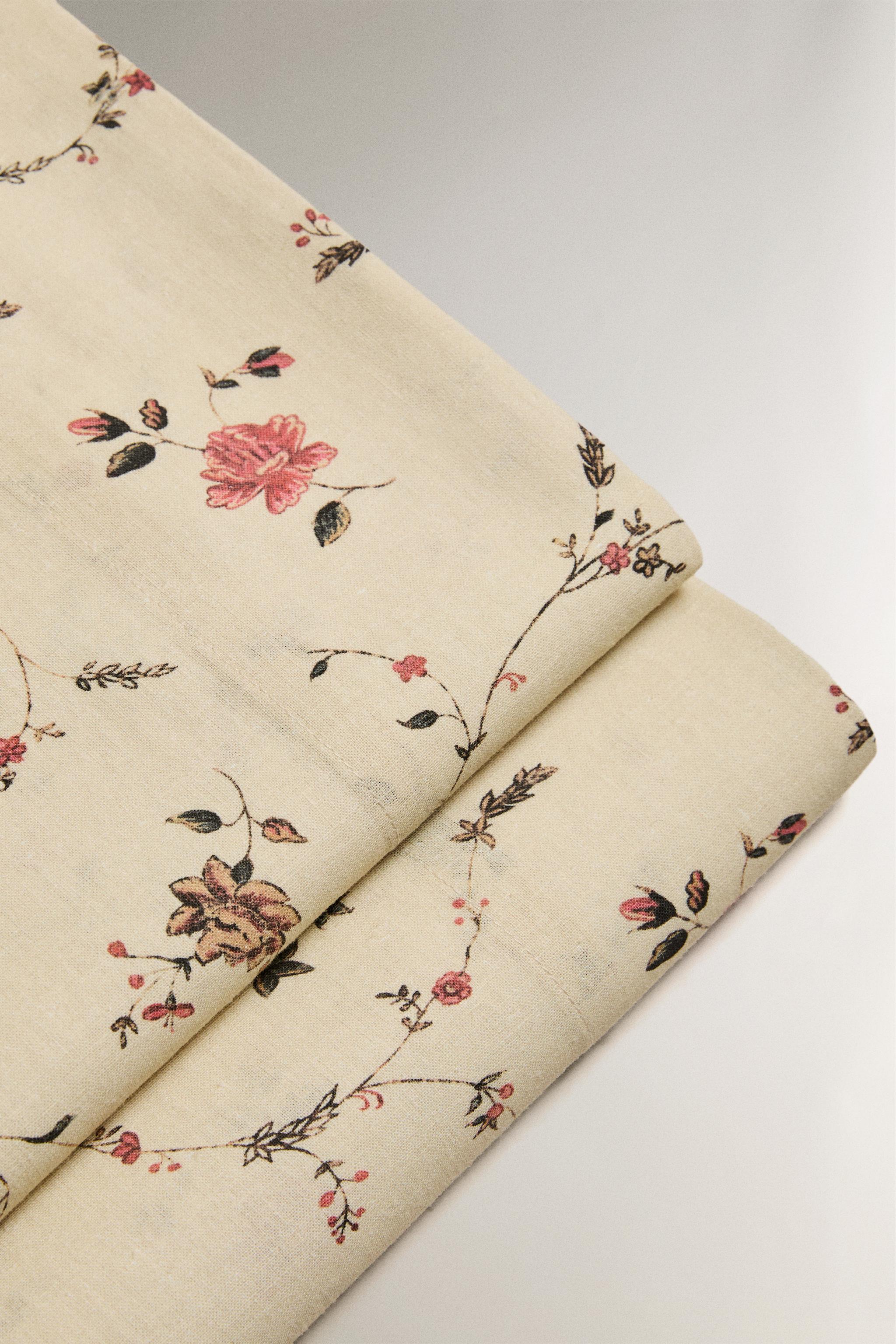 COTTON LINEN FLORAL FLAT SHEET | KATHARINE POLE