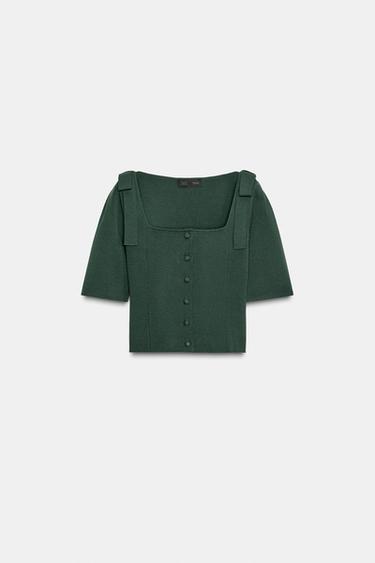 CARDIGAN WITH SHOULDER TIES - Green by Zara - Image 5