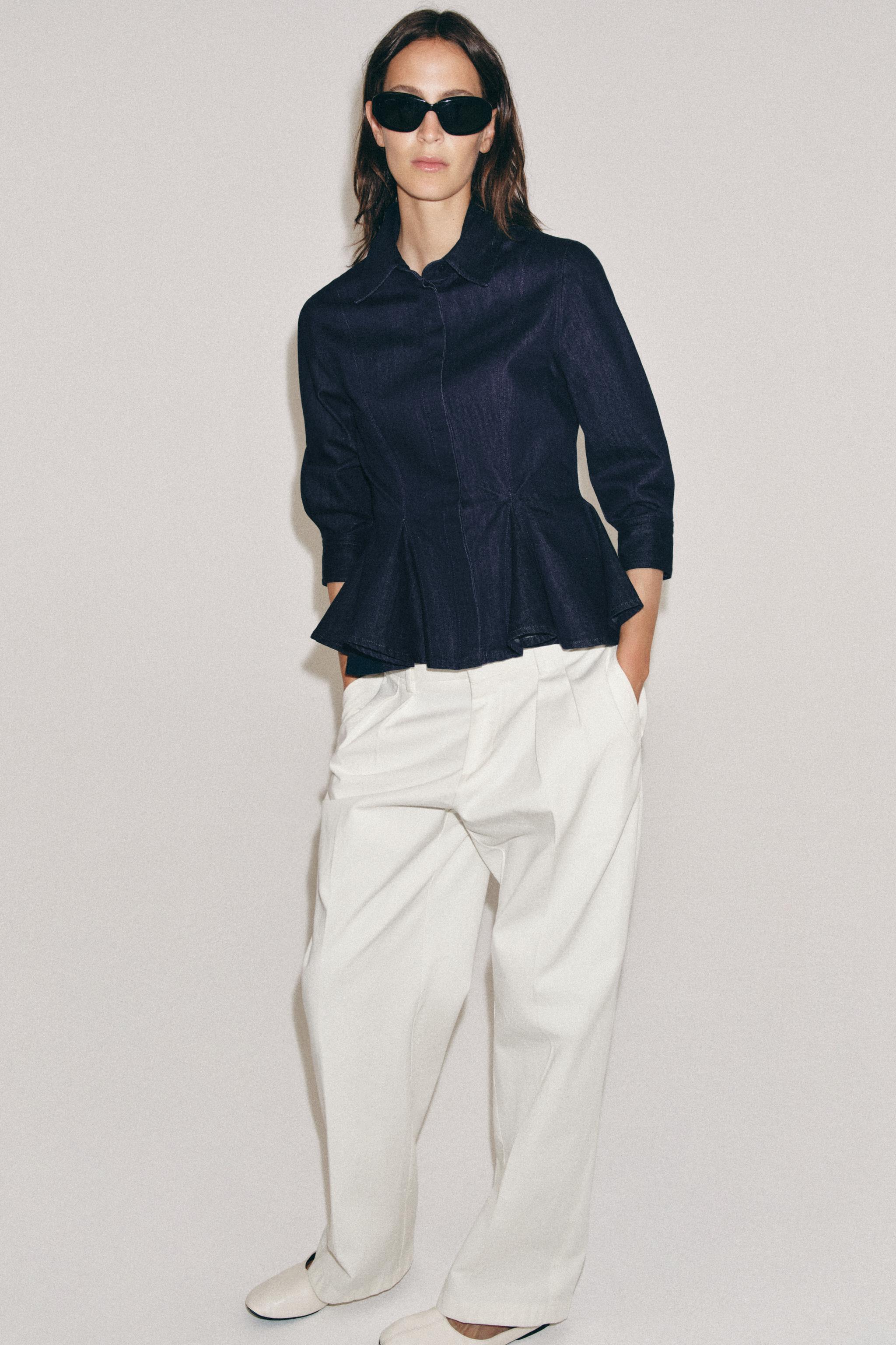 ZW COLLECTION PEPLUM DENIM GÖMLEK - Görsel 4