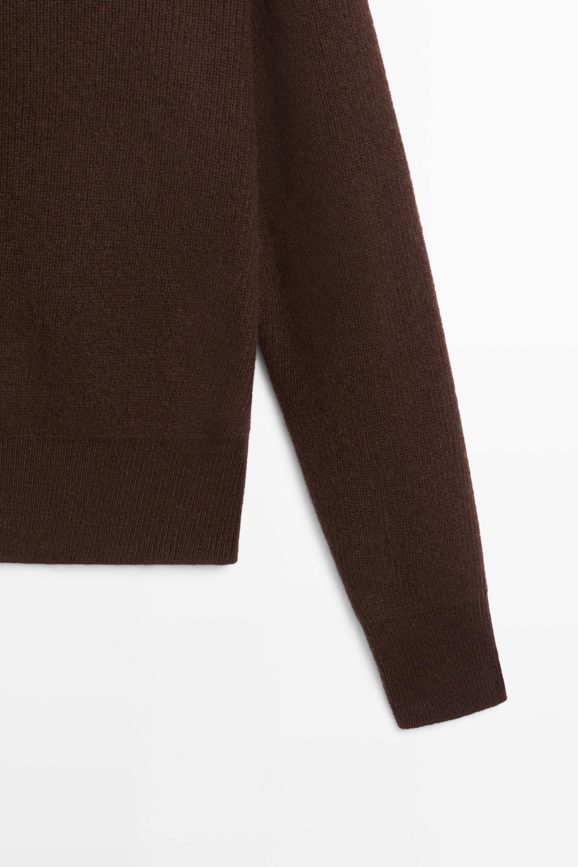 Purl knit funnel neck cardigan