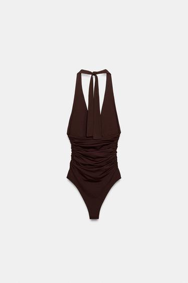 BODY DRAPÉ EN POLYAMIDE - Marron de Zara - Image 6