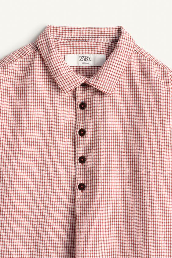 CHEMISE CARREAUX COTON LIN LIMITED EDITION - Écru / Rouge | ZARA France