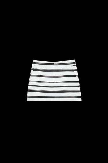 Zara STRIPED SKORT - White / Navy