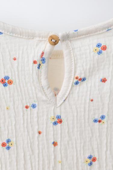 TEXTURED FLORAL T-SHIRT - White by Zara - Image 3