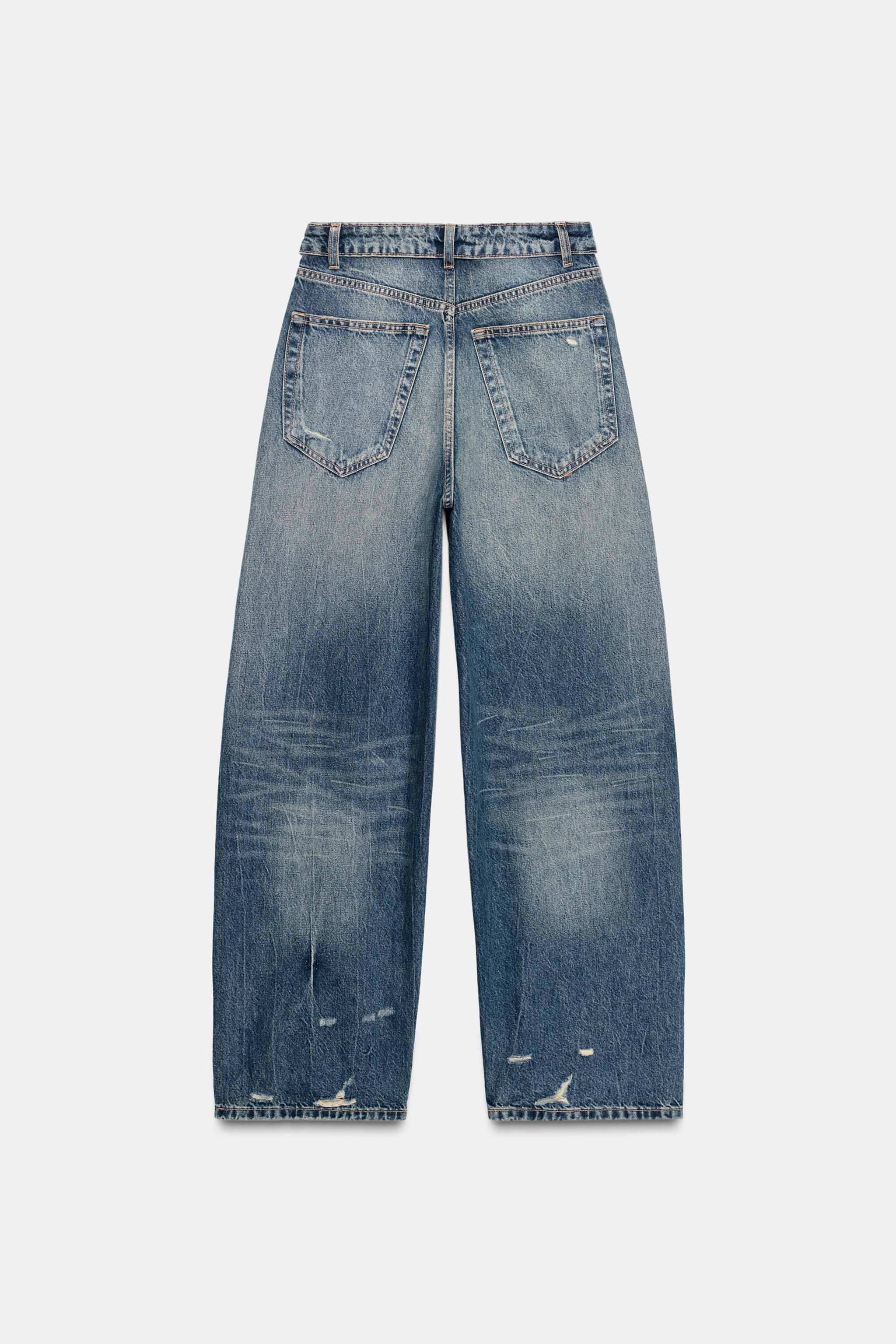 TRF MID-RISE FOLDED WAIST JEANS - Blue | ZARA United States
