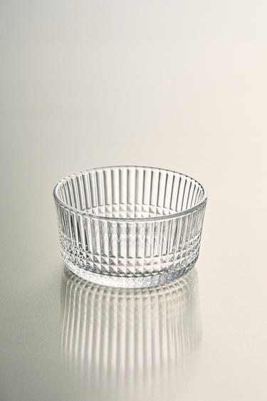 GLASS MINI BOWL WITH RAISED GEOMETRIC DESIGN - Transparent by Zara