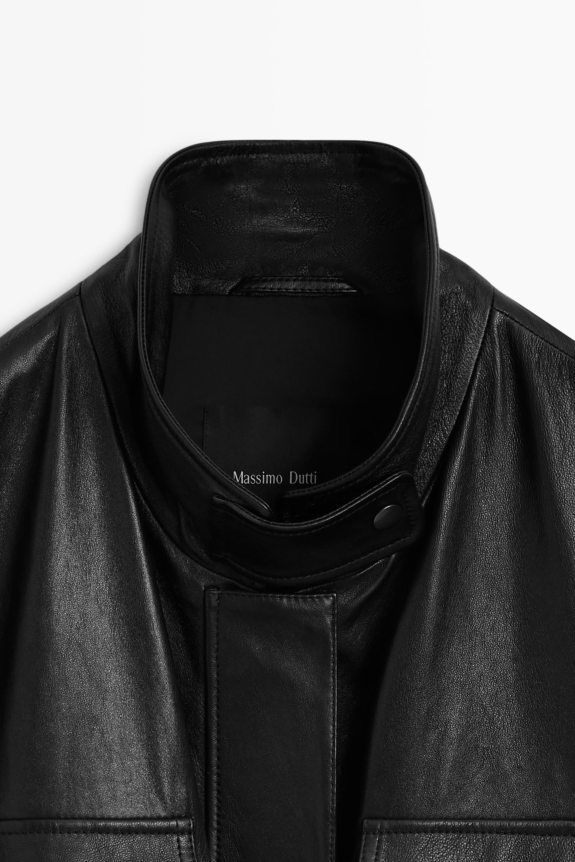 Blouson en cuir nappa avec poches