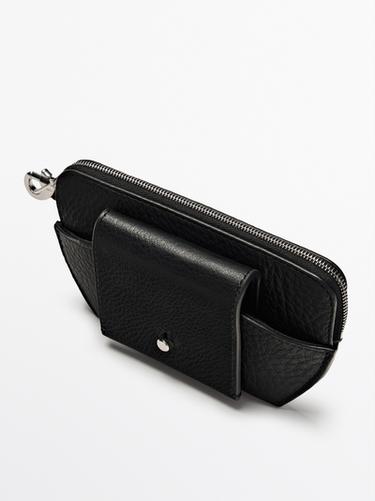 Étui à lunettes porte-monnaie en bandoulière cuir nappa - Noir de Zara - Image 0