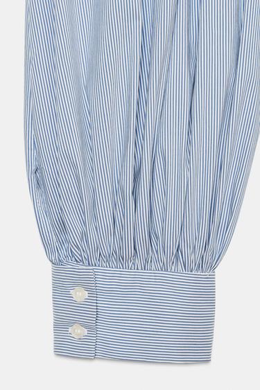 STRIPED POPLIN BALLOON TROUSERS - Blue/White by Zara - Image 5