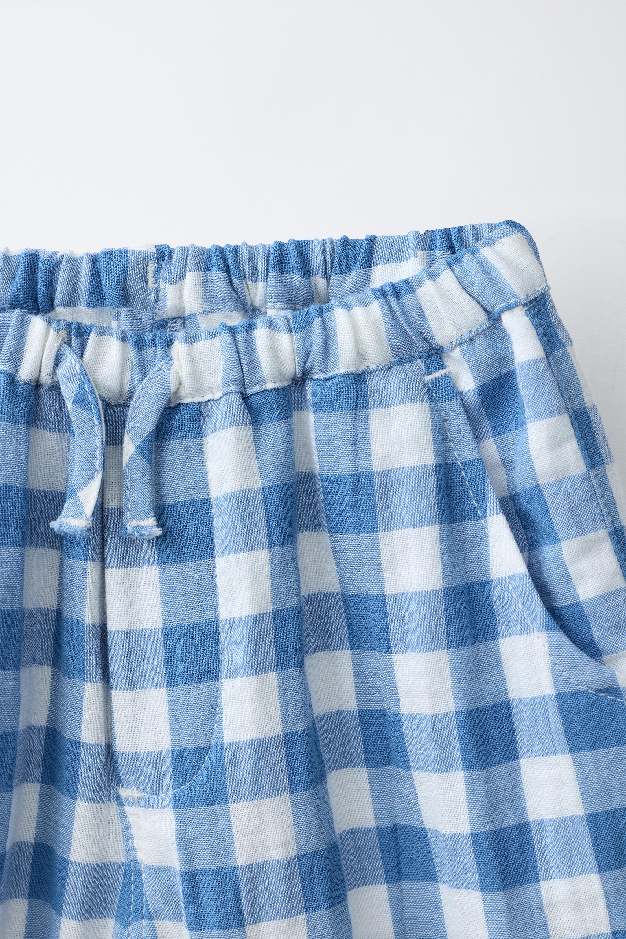 GINGHAM TEXTURED PANTS
