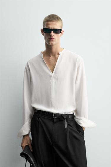FLOWING RELAXED FIT SHIRT - Oyster-white by Zara