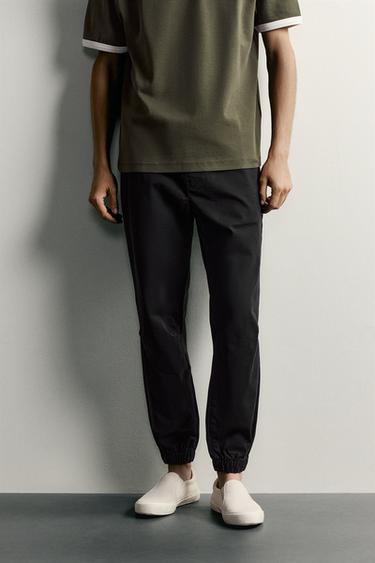 SLIM FIT JOGGER WAIST TROUSERS - Black by Zara