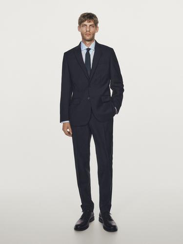 Pantalon de costume 100 % laine - Bleu marine de Zara