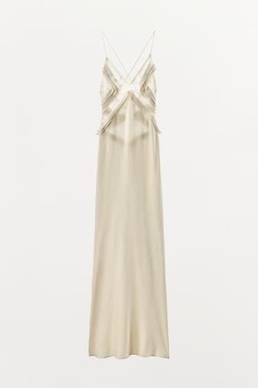 ROBE LONGUE GEORGETTE À VOLANTS - Écru de Zara - Image 0