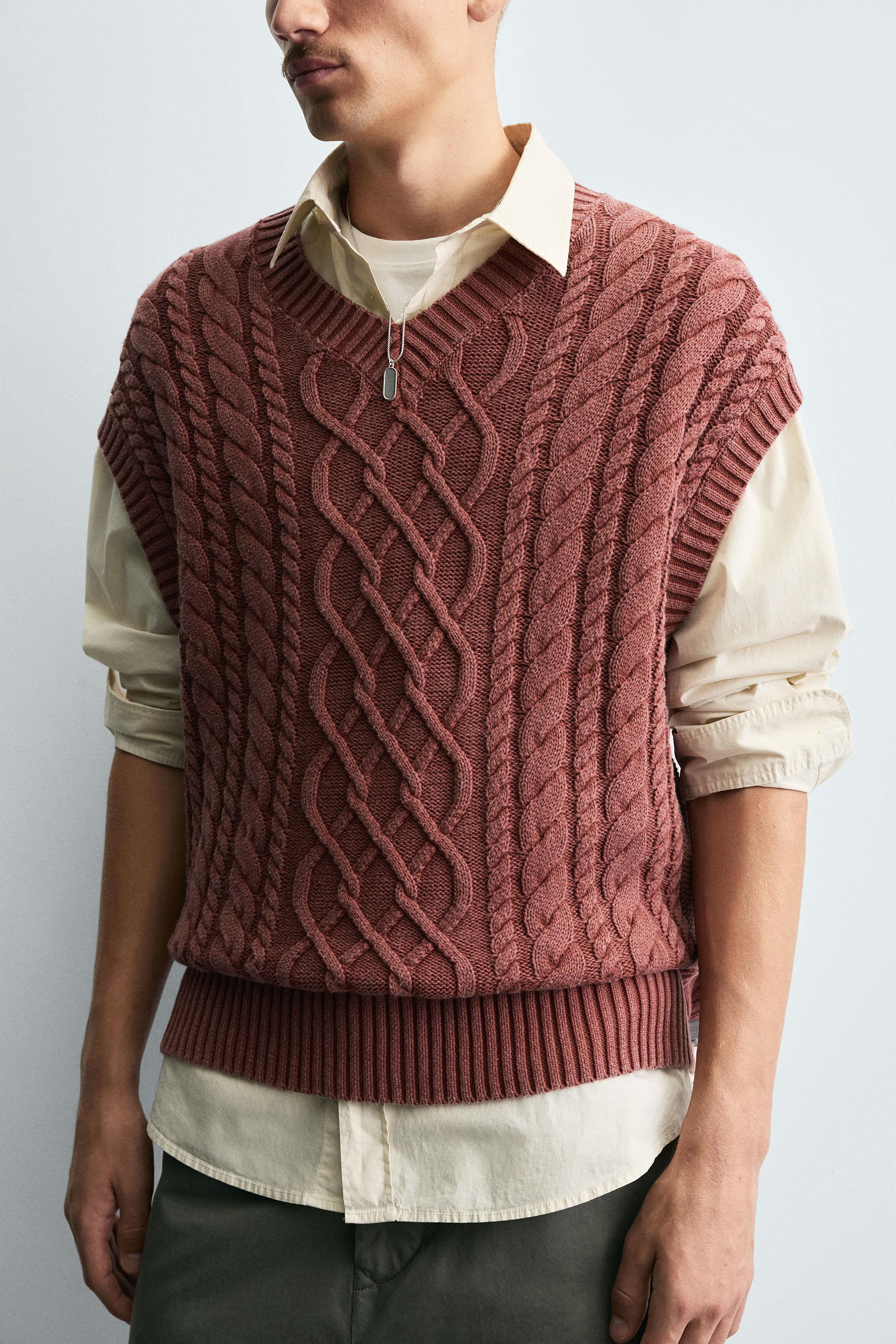 GILET EN MAILLE STRUCTURE TRESSÉE