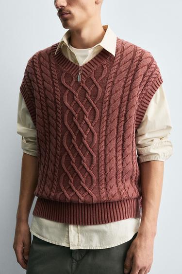 GILET EN MAILLE STRUCTURE TRESSÉE - Tuile de Zara - Image 4