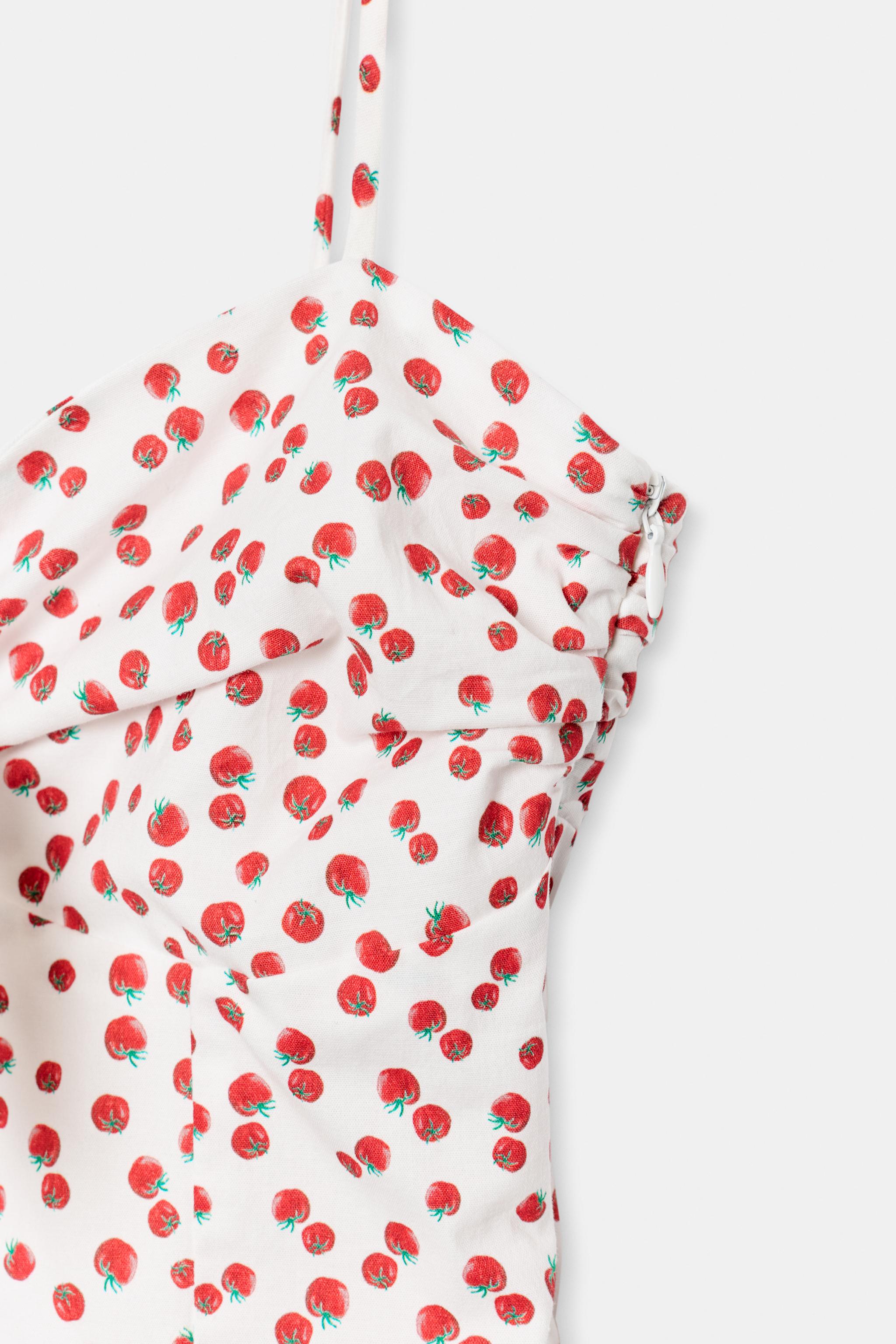 Женские платья Zara PRINTED POPLIN MIDI DRESS — фото 8