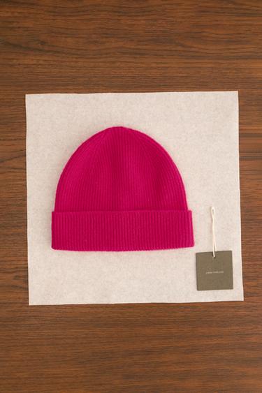 ZARA TIMELESS - カシミヤニットビーニーネオンピンクZaraのZARA TIMELESS - カシミヤニットビーニー - ネオンピンク