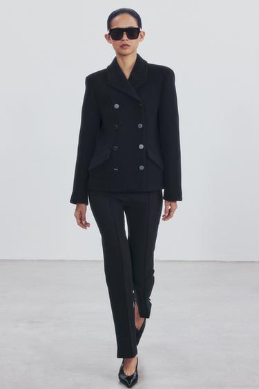 ABRIGO CORTO CON LANA ZW COLLECTION - Negro de Zara