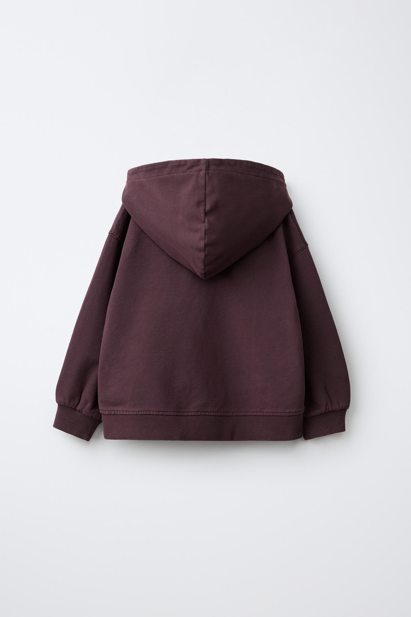 Детское худи Zara Zip-Up, цвет: Гранатовый — фото 3
