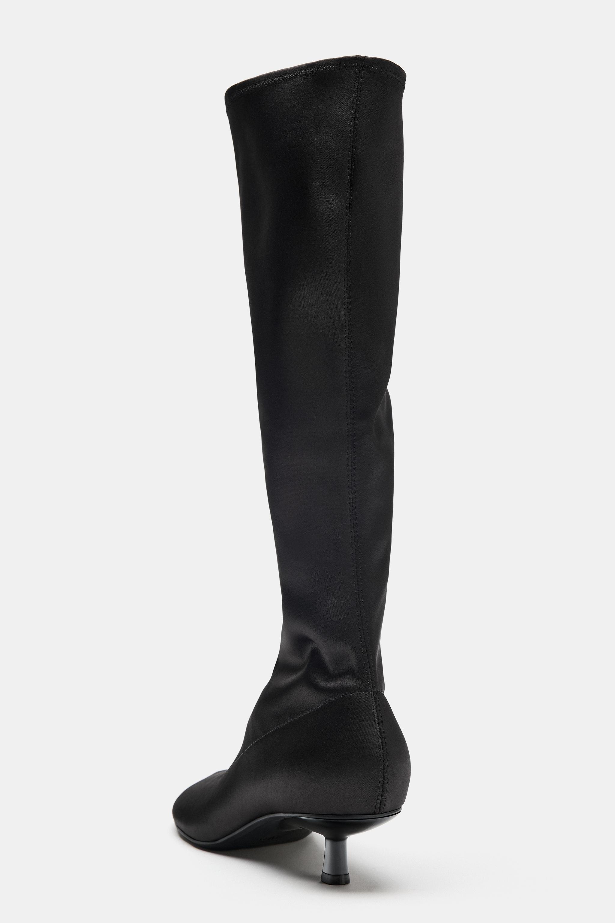 Женские ботинки Zara SATIN KITTEN BOOTS — фото 8