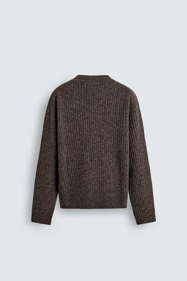 LIMITED EDITION RIBBED V-NECK JUMPER - Brown by Zara - Image 7