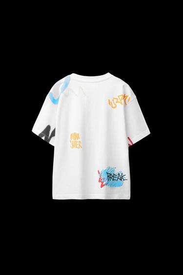 Zara GRAFFITI PRINT T-SHIRT - White